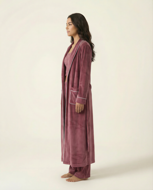 The Rosé Velvet Robe Set
