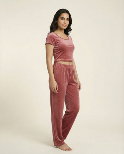 The Rosé Velvet Robe Set
