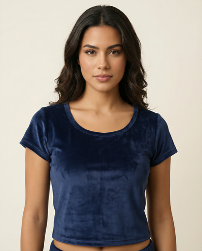 The Navy Velvet Robe Set