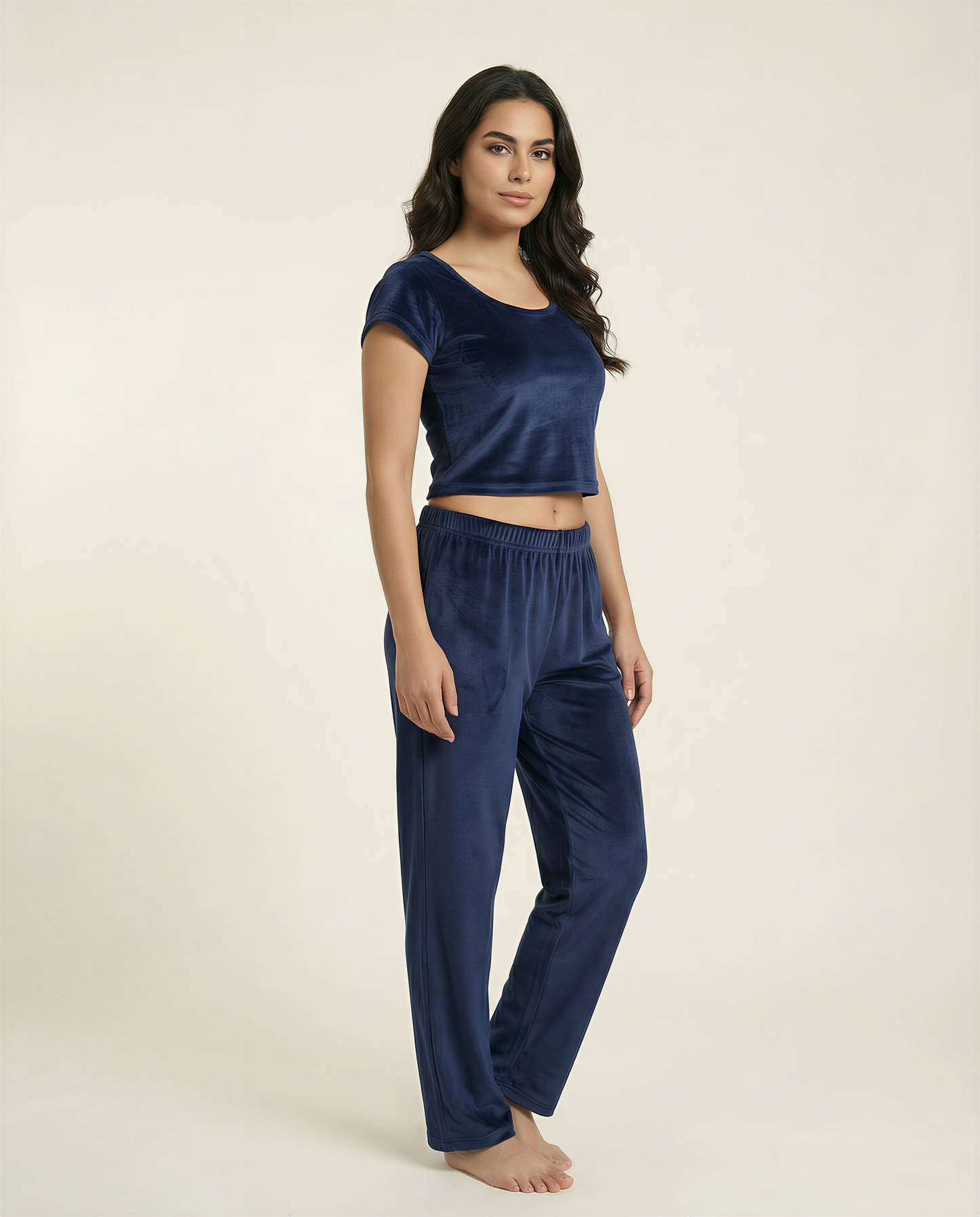 The Navy Velvet Robe Set