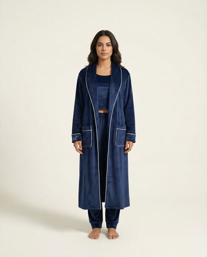The Navy Velvet Robe Set