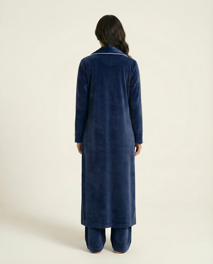 The Navy Velvet Robe Set